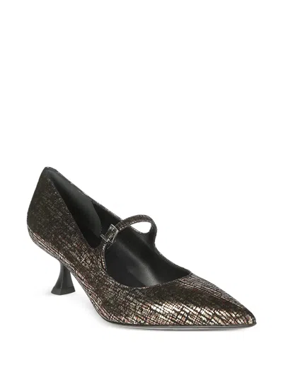 Sergio Levantesi Metallic Mary Jane Pump With Pointed Toe In Black