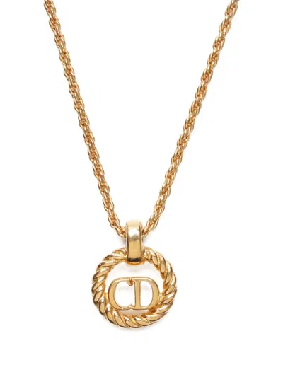 Pre-owned Dior 1990-2015 Logo-pendant Necklace In Gold