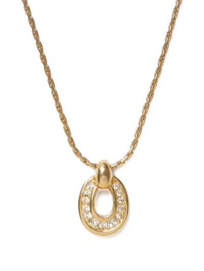 Pre-owned Dior 1990-2015 Rhinestone-embellished Pendant Necklace In Gold
