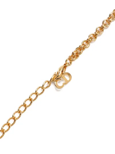 Pre-owned Dior 1990-2015 Rhinestone-embellished Necklace In Gold