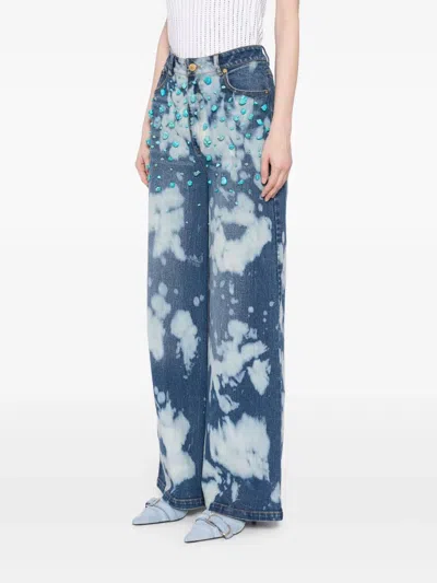 Cynthia Rowley Turquoise-stone Bleached Jeans In Blue