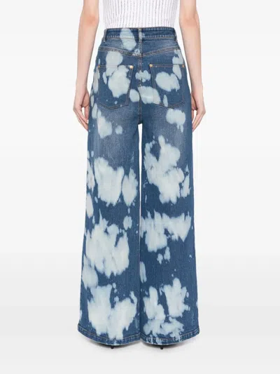 Cynthia Rowley Turquoise-stone Bleached Jeans In Blue