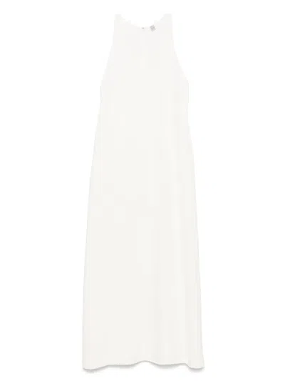 Totême Womens Scoop-neck Woven Maxi Dress Macadamia In White