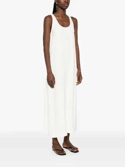 Totême Womens Scoop-neck Woven Maxi Dress Macadamia In White