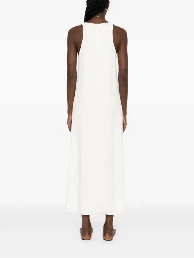 Totême Womens Scoop-neck Woven Maxi Dress Macadamia In White