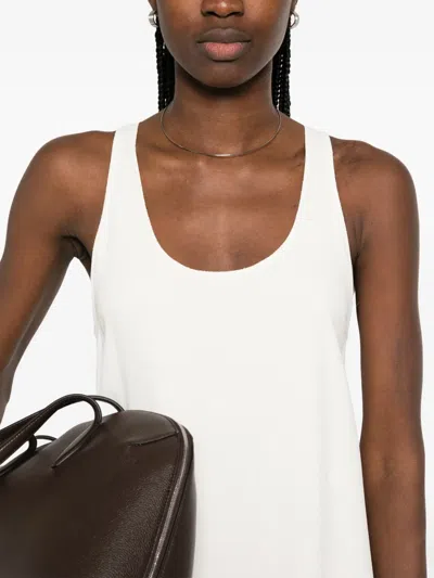 Totême Womens Scoop-neck Woven Maxi Dress Macadamia In White