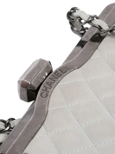 Pre-owned Chanel 2010-2011 Iridescent Quilted Calfskin Chic Frame Satchel In Grey