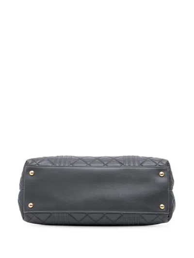 Pre-owned Chanel 2014-2015 Cc Quilted Lambskin Pin Tuck Tote Bag In Grey