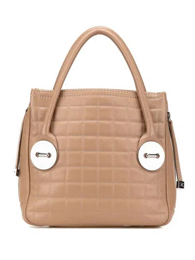Pre-owned Chanel 2004-2005 Choco Bar Caviar Button Handbag In Brown