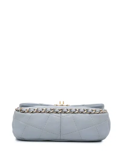 Pre-owned Chanel 2021-2024 Mini Calfskin Chain Around Flap Crossbody Bag In Grey