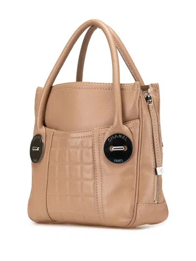 Pre-owned Chanel 2004-2005 Choco Bar Caviar Button Handbag In Brown