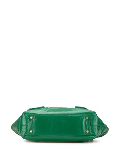Pre-owned Bottega Veneta 2012-2024 Medium Calfskin Maxi Intrecciato Arco Slouch Tote Bag In Green