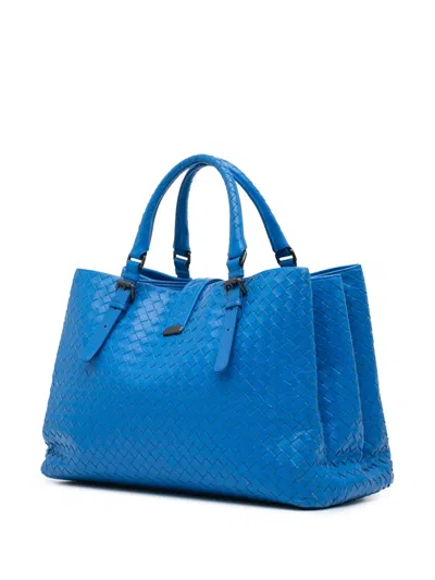 Pre-owned Bottega Veneta 2012-2024 Medium Nappa Intrecciato Roma Tote Bag In Blue