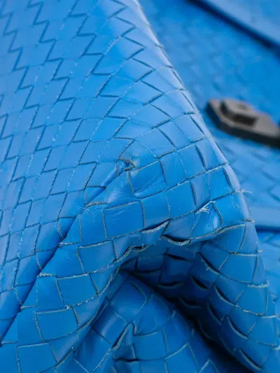 Pre-owned Bottega Veneta 2012-2024 Medium Nappa Intrecciato Roma Tote Bag In Blue