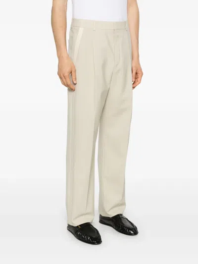 Saint Laurent High-waisted Tuxedo Trousers In Neutrals