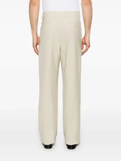 Saint Laurent High-waisted Tuxedo Trousers In Neutrals
