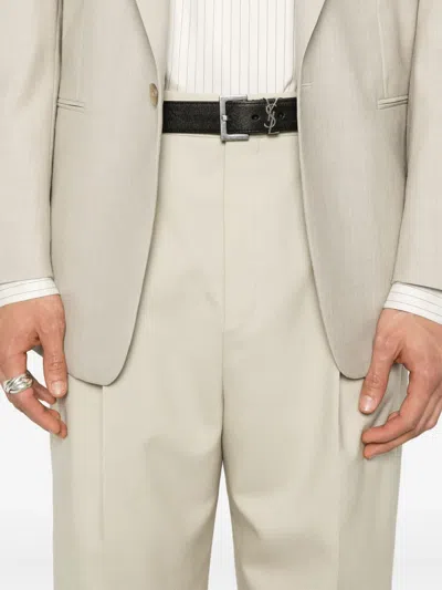 Saint Laurent High-waisted Tuxedo Trousers In Neutrals