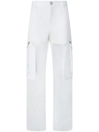 Pinko Printed Transparent Long Trousers In White