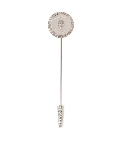 Alexander Mcqueen Sovereign Skull Pin Brooch In Silver
