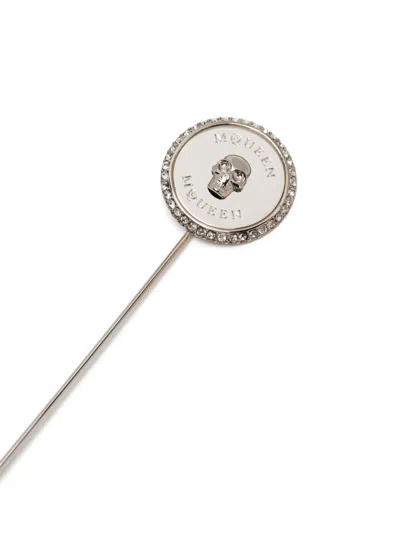 Alexander Mcqueen Sovereign Skull Pin Brooch In Silver