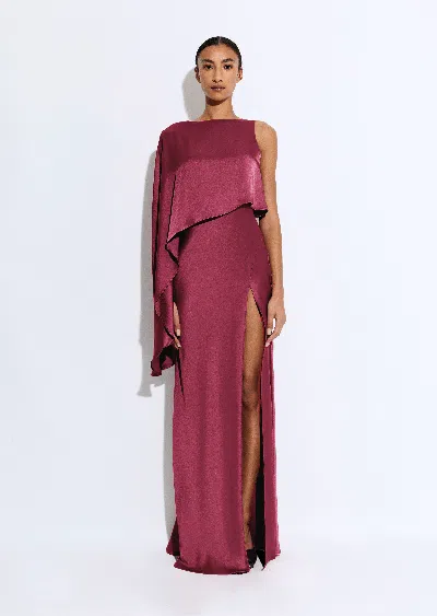 LAPOINTE SATIN ASYMMETRIC DRAPED GOWN 