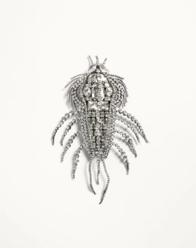 Valentino Rhinestone Lobster Brooch In Cristal