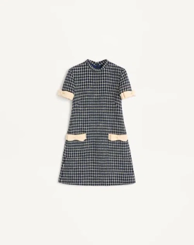 Valentino Bow-embellished Boucle Mini Dress In Multi