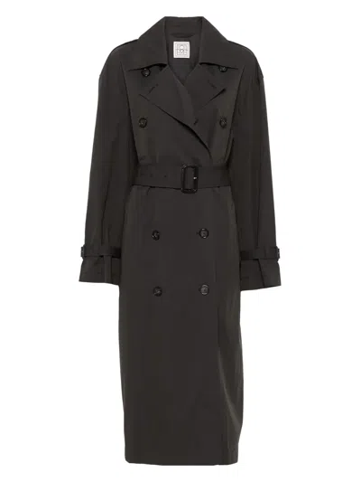 Totême Toteme Cotton Blend Trench Coat In Black