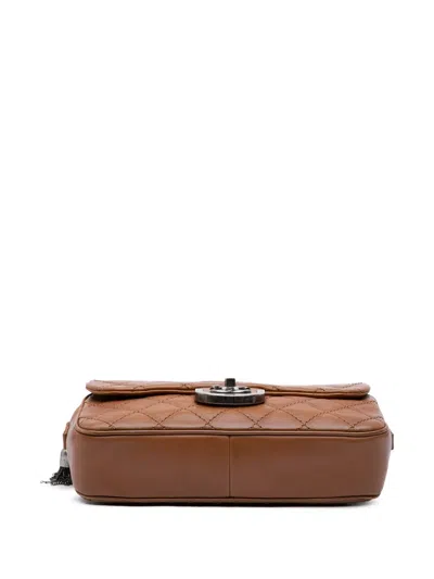 Pre-owned Chanel 2013-2014 Paris Edinburgh Medium Calfskin Coco Sporran Flap Crossbody Bag In Brown
