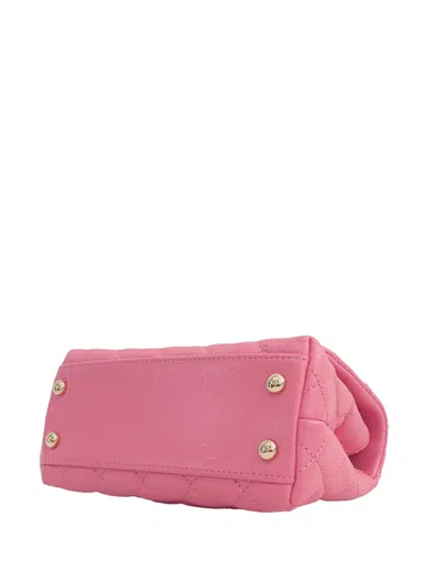 Pre-owned Chanel 2021 Extra Mini Caviar And Lizard Embossed Coco Top Handle Bag Satchel In Pink