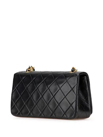 Pre-owned Chanel 1989-1991 Mini Cc Quilted Lambskin Full Flap Crossbody Bag In Black