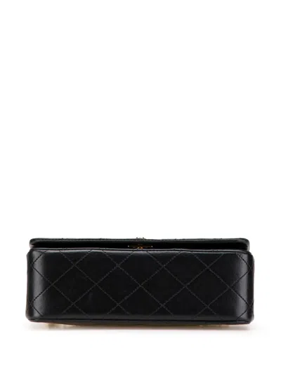 Pre-owned Chanel 1989-1991 Mini Cc Quilted Lambskin Full Flap Crossbody Bag In Black