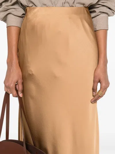 Cenere Satin Maxi Skirt In Brown