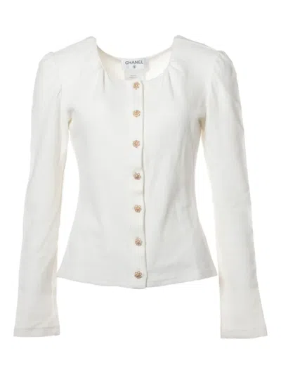 Pre-owned Chanel 2015 Corduroy Jacket In White