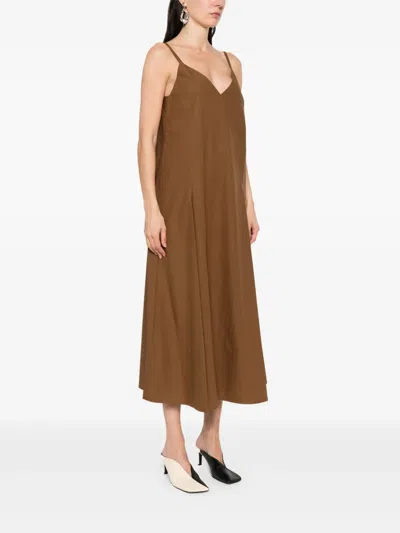 Studio Nicholson Oma Maxi Slip Dress In Almond In Brown