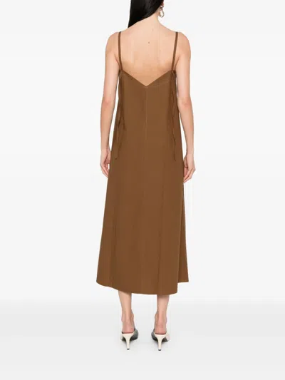 Studio Nicholson Oma Maxi Slip Dress In Almond In Brown