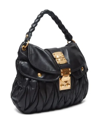 Pre-owned Miu Miu 2000-2015 Matelassé Shoulder Bag In Black