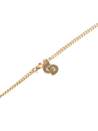 Pre-owned Dior 1990-2015 Rhinestone-embellished Pendant Necklace In Gold
