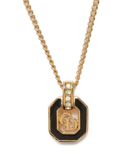 Pre-owned Dior 1990-2015 Logo Necklace In Gold