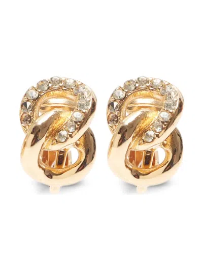 Pre-owned Dior 1990-2015 Rhinestone-embellished Earrings In Gold