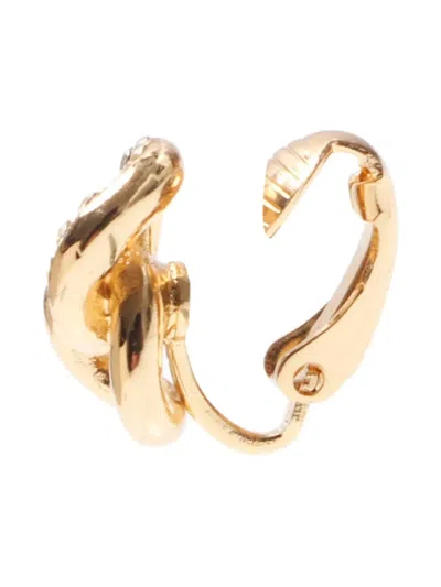 Pre-owned Dior 1990-2015 Rhinestone-embellished Earrings In Gold