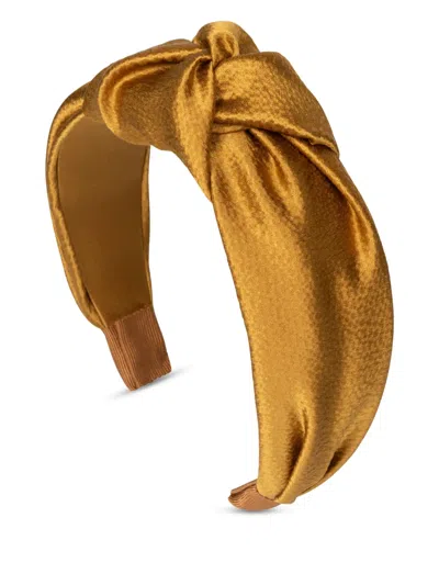 Jennifer Behr Samaya Hammered Silk Headband In Yellow