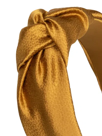 Jennifer Behr Samaya Hammered Silk Headband In Yellow