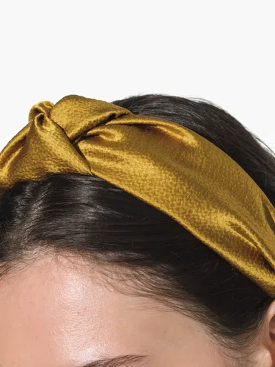 Jennifer Behr Samaya Hammered Silk Headband In Yellow