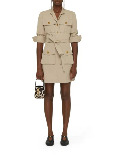 Givenchy Taupe Safari Dress In Poplin In Beige