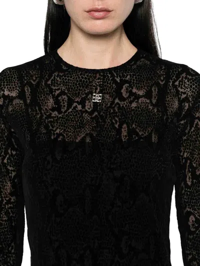 Givenchy Python Print Tulle Dress With 4g Detail In Negro