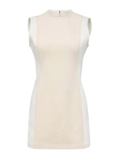 Jw Anderson Paneled Sleeveless Mini Shift Dress In Blanco
