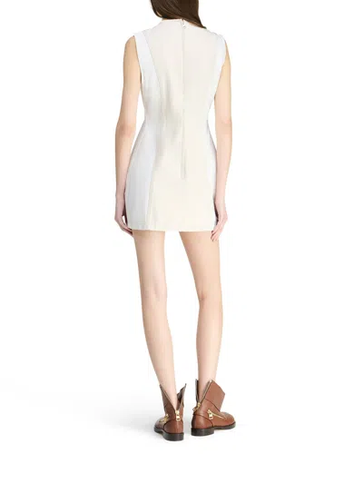 Jw Anderson Paneled Sleeveless Mini Shift Dress In Blanco