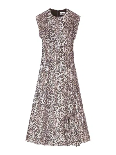 Ganni Leopard Sequined Maxi Dress In Multicolor