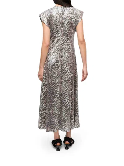 Ganni Leopard Sequined Maxi Dress In Multicolor
